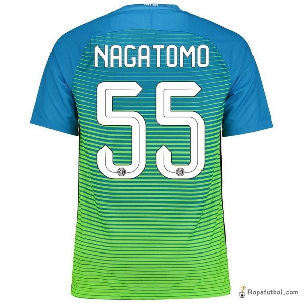 Camiseta Inter de Milán Replica Tercera Ropa Nagatomo 2016/17 Azul Verde